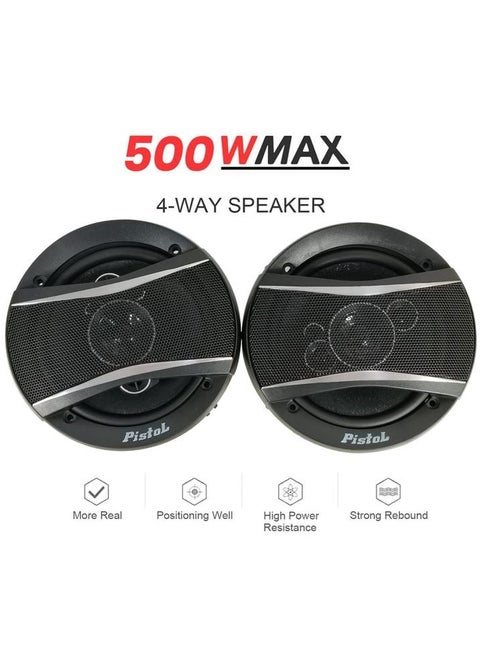 Car Speakers 2 Pcs Set 500W  4-Way Coaxial Speakers 6-Inch with 92dB Sensitivity, 30Hz-36kHz Frequency Range, 4OHM Impedance TSA1695S