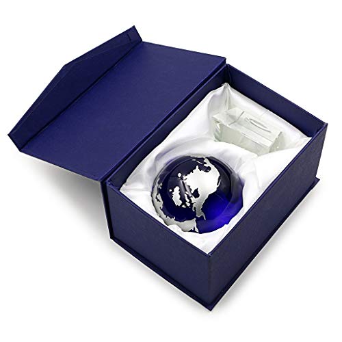 Amlong Crystal 3 Inch Blue Globe with 2 Inch Crystal Angled Stand and Gift Box - Image 2