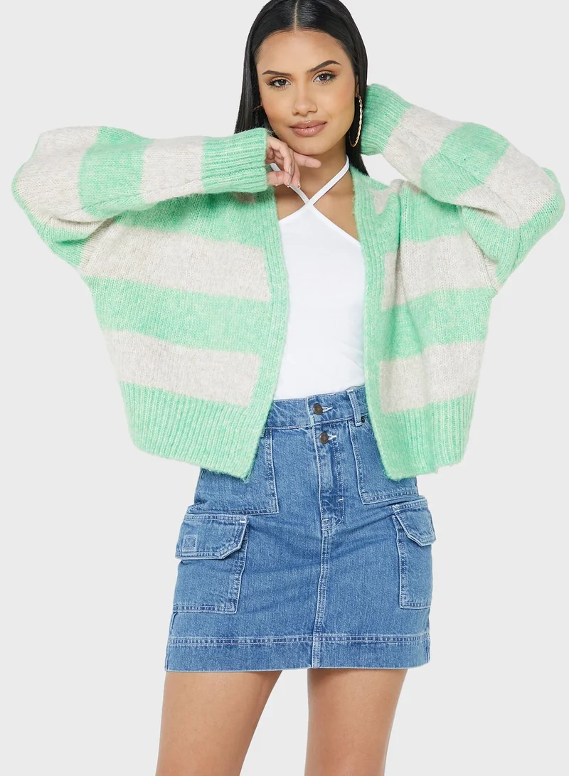 TOPSHOP Striped Knitted Cardigan