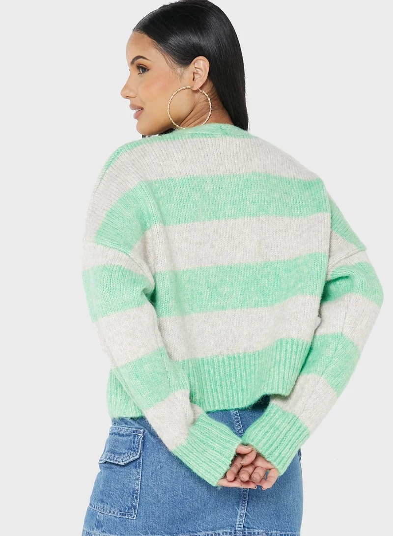 TOPSHOP Striped Knitted Cardigan
