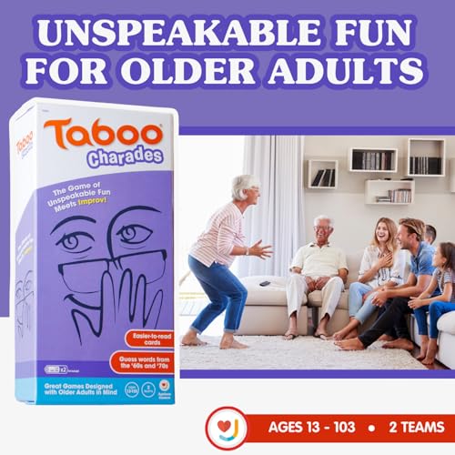 Joy for All Ageless Games Taboo Charades - Classic Word Guessing & Charades Game for Older Adults - Big Easy to Read Cards for Low Vision - 80 Customizable Word Guess Cards - Fun Family Card Game for Ages 13-103 - Image 3
