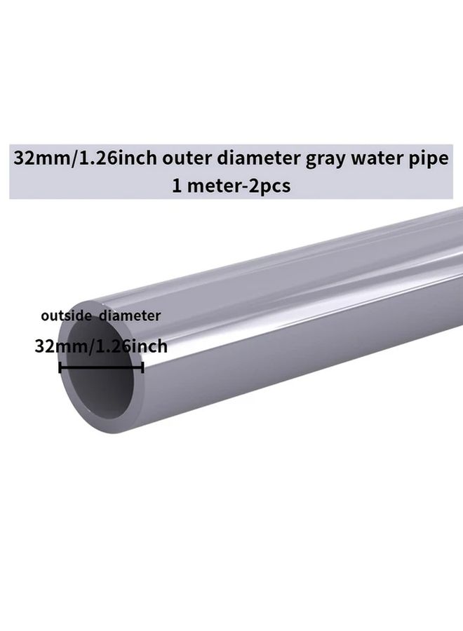 2 Pcs Gray White PVC Water Supply Pipes 20mm 39 37 Inch Corrosion Resistant For Plumbing Drainage Irrigation - Image 5