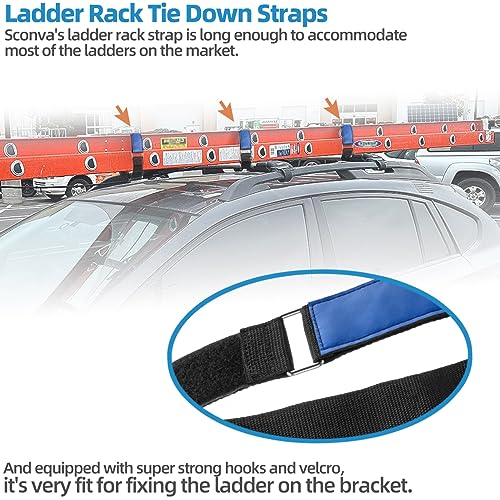 Sconva Ladder Rack Tie Down Straps Reusable Ladder Straps, Adjustable Multipurpose Securing Straps with Nylon Hook and Loop for Ladder, Home, Garage, Office, Car, Truck or Boat (33''x 2'', Pack of 4) - Image 3
