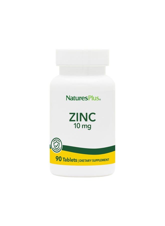 Nature's Plus زنك 10 ملغ - 90 قرص، عبوة من 2 - يدعم صحة المناعة والرفاهية العامة - شكل خلات الأحماض الأمينية عالية الفعالية - خالي من الغلوتين، نباتي - 180 حصة إجمالية - Image 1