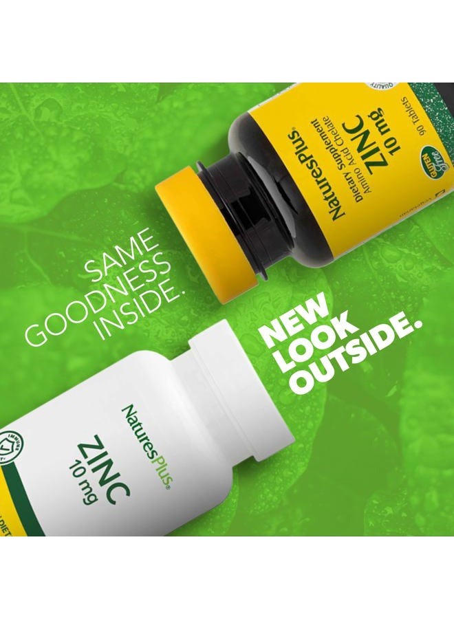 Nature's Plus زنك 10 ملغ - 90 قرص، عبوة من 2 - يدعم صحة المناعة والرفاهية العامة - شكل خلات الأحماض الأمينية عالية الفعالية - خالي من الغلوتين، نباتي - 180 حصة إجمالية - Image 2