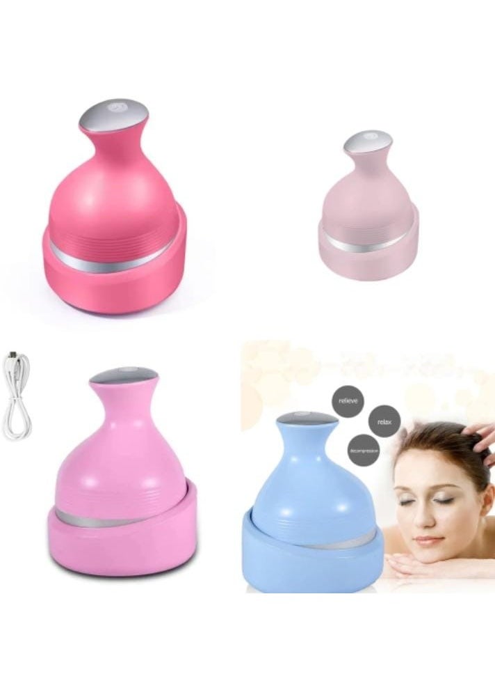 ماركة غير محددة - A Sclap massager تدليك عميق لفروة الرأس قابلة لإعادة الشحن للتدليك والاسترخاء لون بينك فاتح - Image 1
