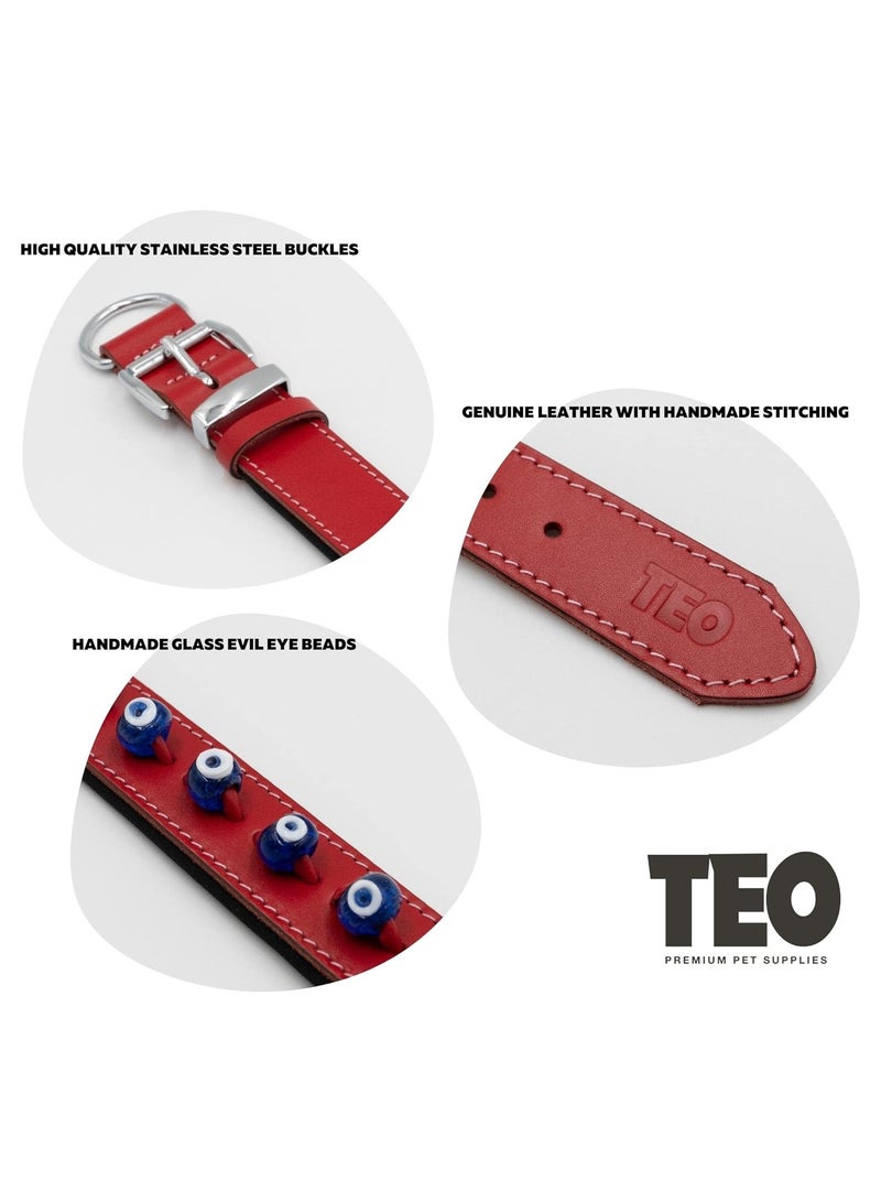 Teo Premium Pet Supplies XXL Leather Dog Neck Collar Adjustable Durable Pet Collars for Dogs With Breathable Heavy Duty Rust-Proof Dog Accessories Metal Buckle Red - Image 3