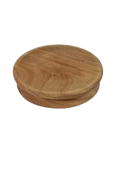 Royal Multi Art Wooden ChaklaPastryboard for Kitchen Premium Solid Limbad Wood Roti Chapati Rolling Board 215mm 215 mm Round Hight 45 mm No Chemical Polish Handmade in India  - Image 3