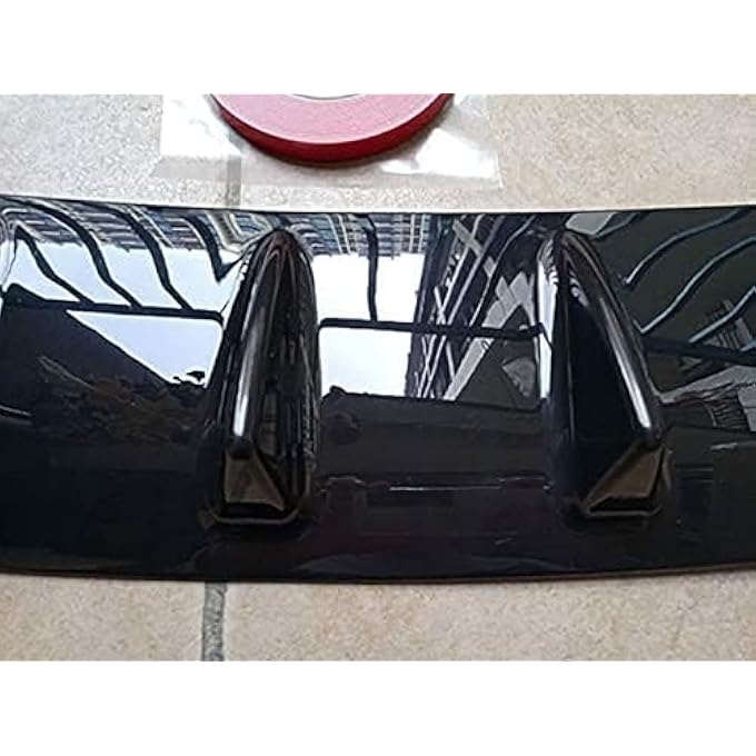 Aokzeeo Universal Rear Bumper Lip Diffuser, 6 inch, 7 Shark Fin Style, Gloss Black - Image 5