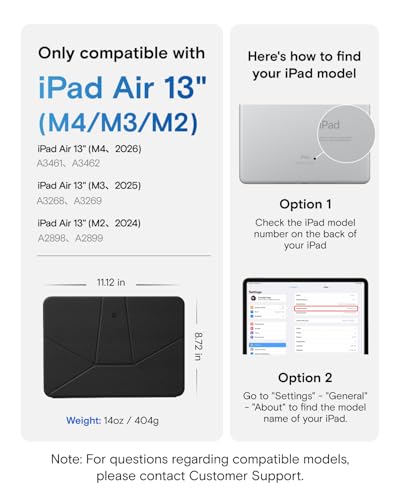 MOFT حافظة موفت ديناميكية لفوليوم لجهاز iPad Air 13 بوصة M4 2026 M3 2025 M2 2024 - حافظة بموقف مغناطيسي نحيف مع 20 زاوية عرض - استيقاظ/نوم تلقائي - رفيعة للغاية - أسود نفاث - Image 3