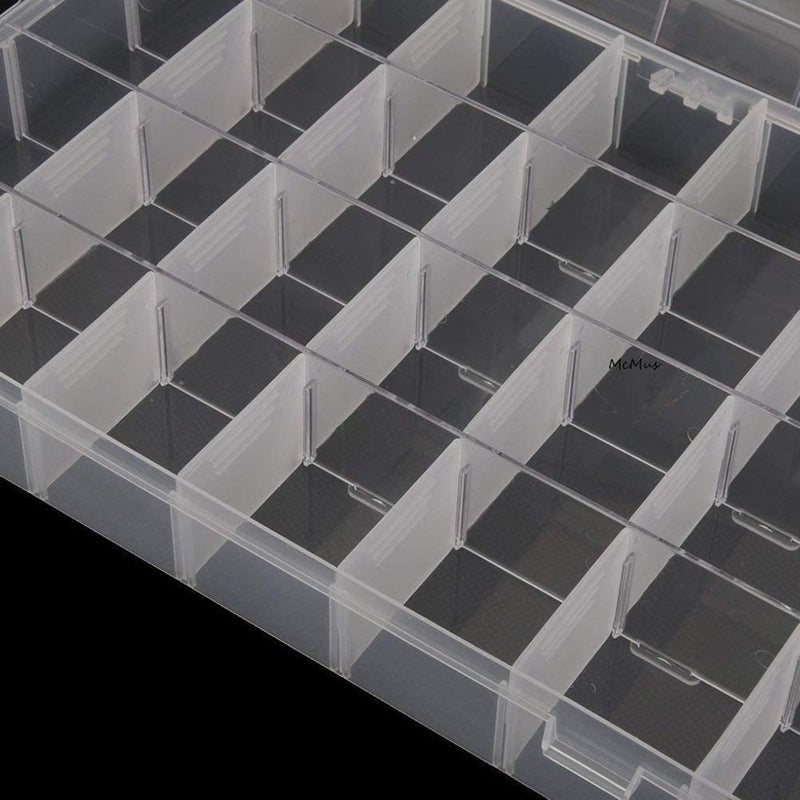 McMus 36 Grid Storage Box Grids Clear Plastic Organizer Jewelry Storage Box with Adjustable Dividers Transparent Organizer Box for Earring Fishing Hooks Transparent - Image 3