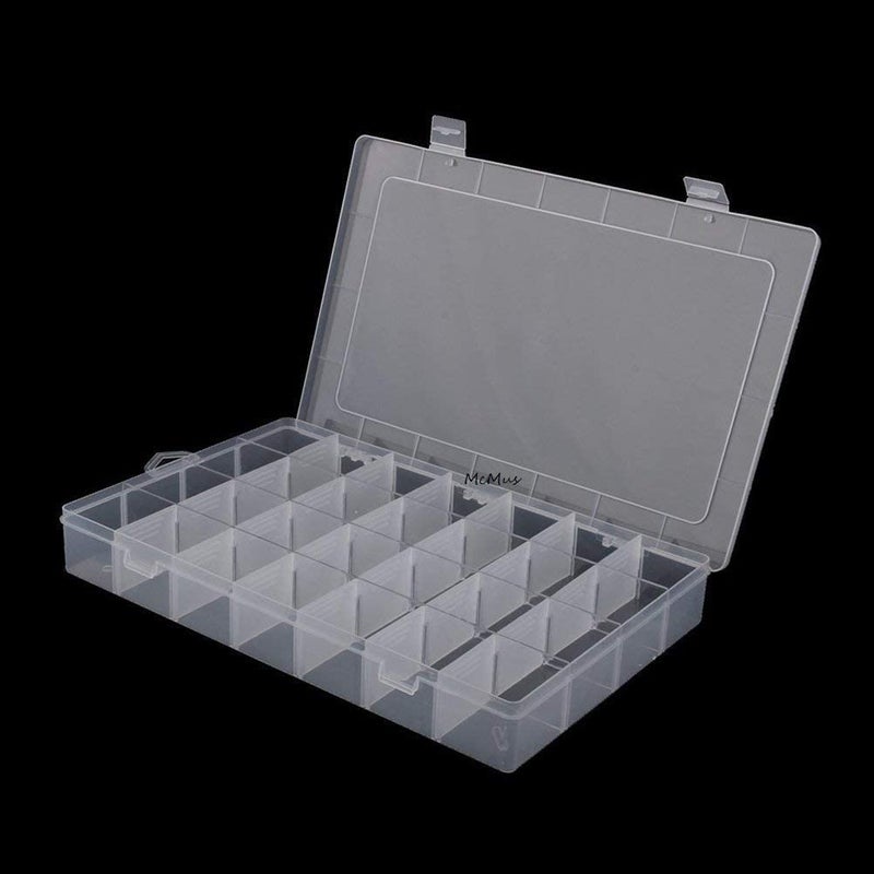 McMus 36 Grid Storage Box Grids Clear Plastic Organizer Jewelry Storage Box with Adjustable Dividers Transparent Organizer Box for Earring Fishing Hooks Transparent - Image 1