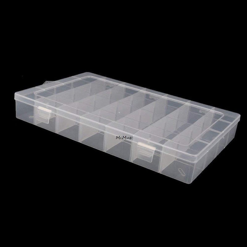 McMus 36 Grid Storage Box Grids Clear Plastic Organizer Jewelry Storage Box with Adjustable Dividers Transparent Organizer Box for Earring Fishing Hooks Transparent - Image 2