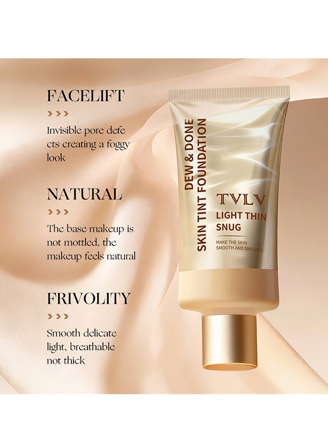 TVLV Dew & Done Skin Tint Foudation，Natural Light Foundation,Full Coverage Long Lasting Liquid Concealer | Beauty Cosmetics Facial Foundation Concealer for Travel Vacation Performance Dating #01 - Image 1