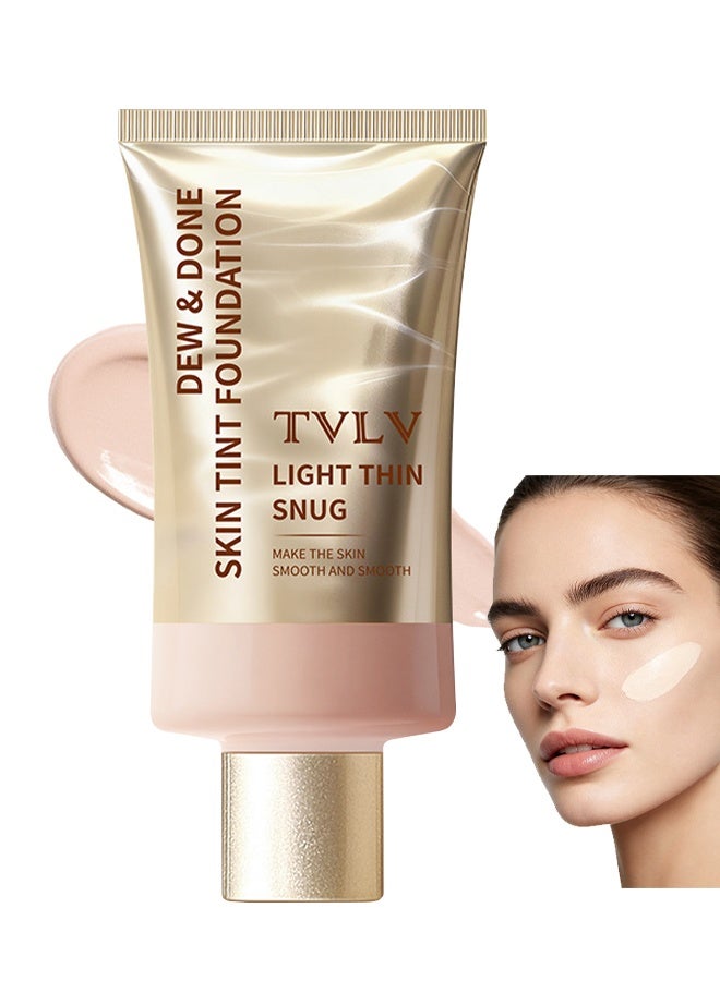 TVLV Dew & Done Skin Tint Foudation，Natural Light Foundation,Full Coverage Long Lasting Liquid Concealer | Beauty Cosmetics Facial Foundation Concealer for Travel Vacation Performance Dating #01 - Image 3