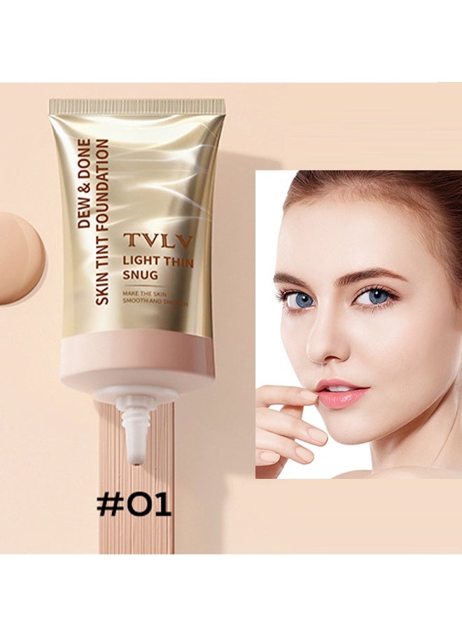 TVLV Dew & Done Skin Tint Foudation，Natural Light Foundation,Full Coverage Long Lasting Liquid Concealer | Beauty Cosmetics Facial Foundation Concealer for Travel Vacation Performance Dating #01 - Image 4