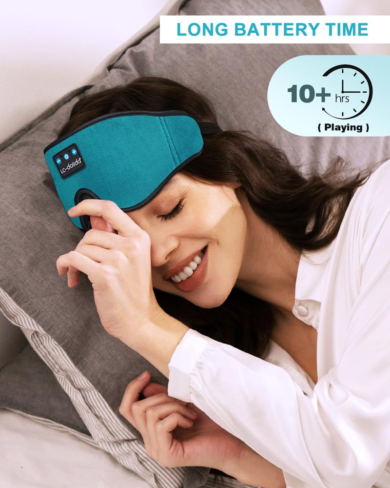 LC-dolida Sleep Mask with Bluetooth Headphones,LC-dolida Sleep Headphones Bluetooth Sleep Mask 3D Sleeping Headphones for Side Sleepers Best Gift and Travel Essential (Blue) - Image 4