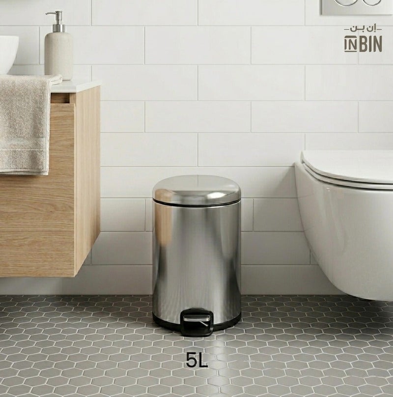 INBIN سلة نفايات عصرية – تصميم بسيط وحديث للحمام والمطبخ والمكتب (5 لتر ستانلس ستيل / 12، 20، 30 لتر أسود مطفي) - Image 2