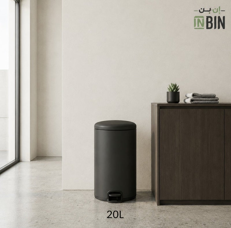 INBIN سلة نفايات عصرية – تصميم بسيط وحديث للحمام والمطبخ والمكتب (5 لتر ستانلس ستيل / 12، 20، 30 لتر أسود مطفي) - Image 4