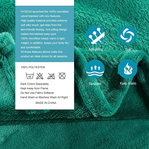 HYSEAS Flannel Fleece Throw Blanket Teal - Super Soft Plush Microfiber Solid Blanket for Couch, Bed, Chair, Sofa - Fuzzy Cozy Lightweight - 50x60 Inch - Image 5