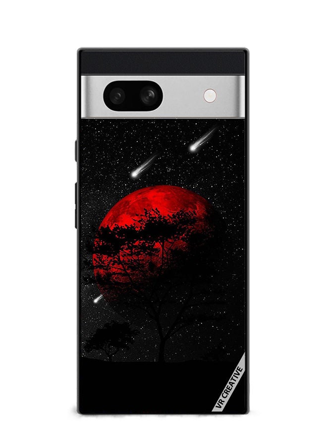 VR CREATIVE Protective Case Cover For Google Pixel 7a Red Moon Design Multicolour - Image 1