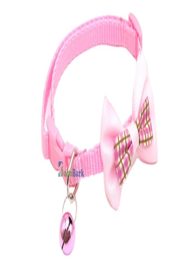 BohoBark Adjustable Cat Collars Cute Bow-tie with Bell, Safety Identification Collars for Puppy, Kitten and Small Pets (Pink Yellow), Polyester;Nylon, (Pack of 2), 13 x 3/8 cm - Image 4