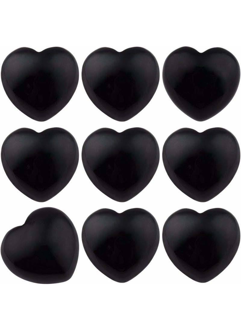 SUNYIK SUNYIK Natural Black Obsidian Carved Puff Heart Pocket Stone,Healing Palm Crystal Pack of 10(0.8") 