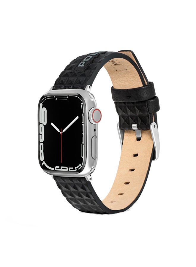 POLICE Unisex Pyramid Black Leather Watch Straps - Image 1