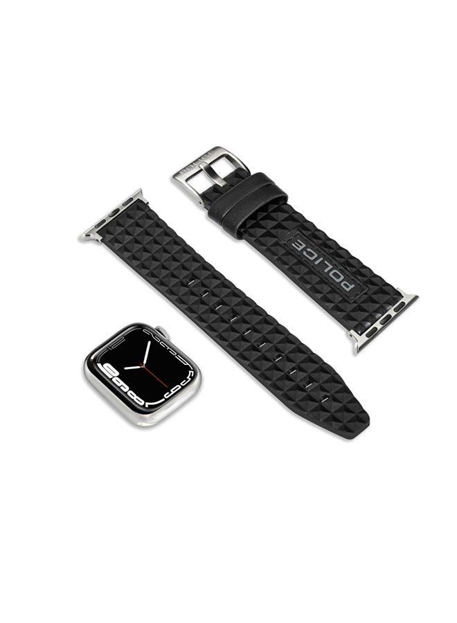 POLICE Unisex Pyramid Black Leather Watch Straps - Image 5