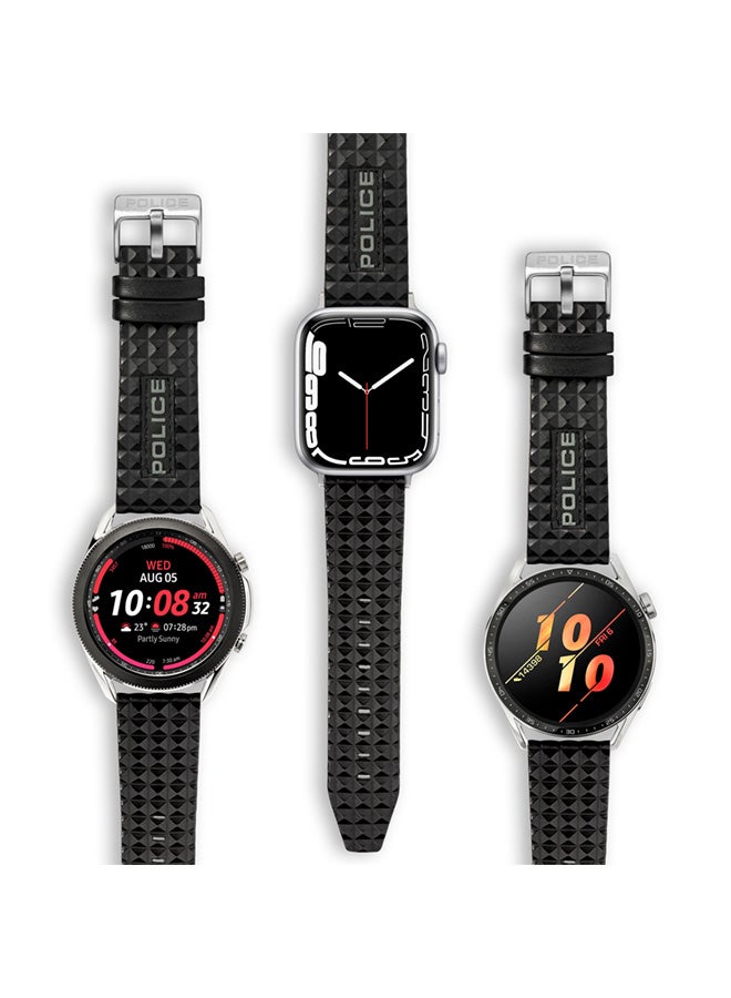POLICE Unisex Pyramid Black Leather Watch Straps - Image 2