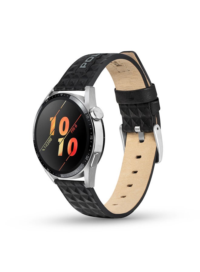 POLICE Unisex Pyramid Black Leather Watch Straps - Image 3