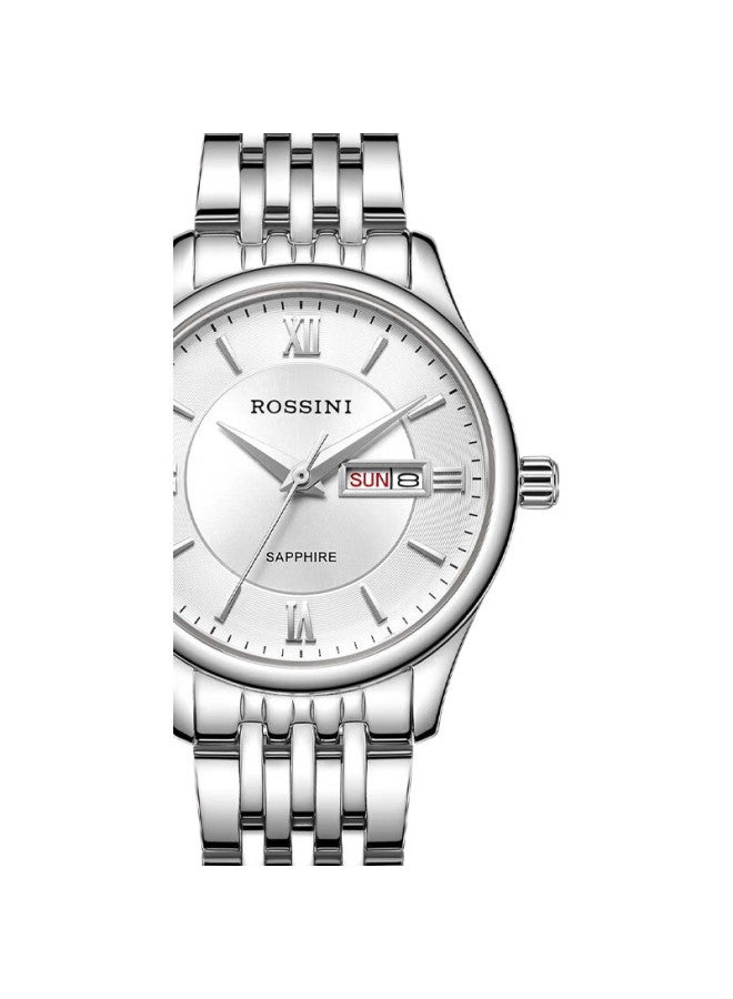 ROSSINI Women'S Quartz Watch With White Dial And Steel Strap, Birthday Gift For Girlfriend, Chinese Brand, Business Style With Date Display 618574 - Image 2