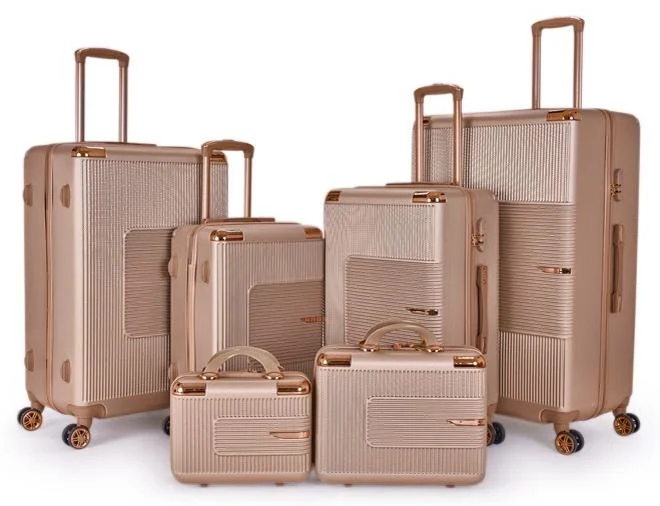 ليمرا طقم شنط سفر مكون من 6 حقائب أمتعة لون ذهبي بمقاس 32"/28"/24"/20"/15"/12 انش