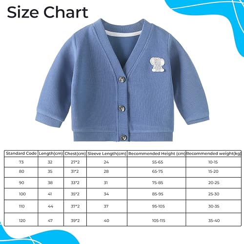 BEMBIKA Woollen Knitted Full Sleeve Sweater for Kids Cardigan Winter Wear Front Button V-Neck Shape Sweater for Baby Boys and Girls (Blue) 18Months-24Months - Image 3