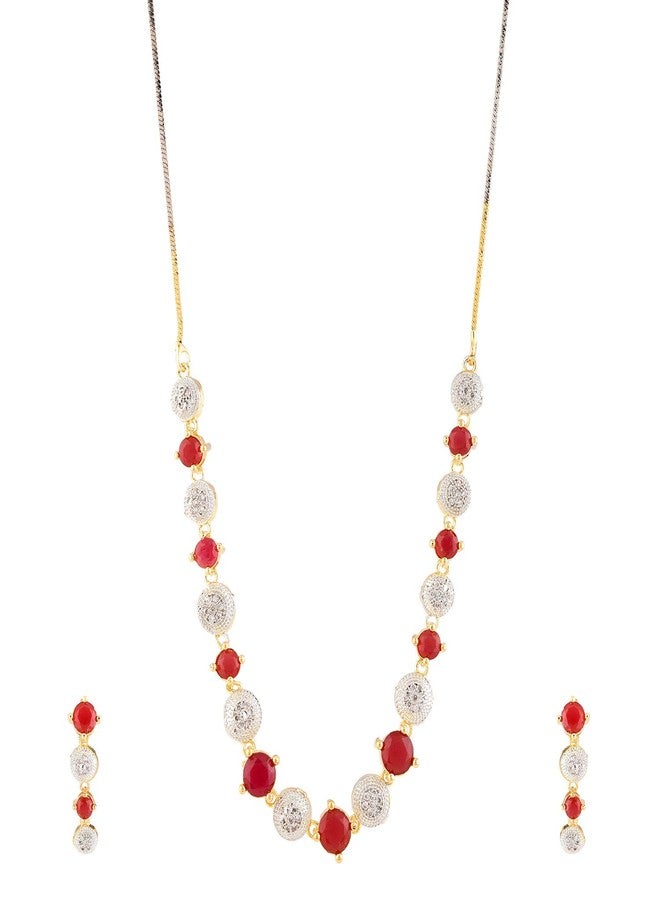 KENNICE Gold-Plated American Diamond Necklace with Earrings, Bracelet and Ring Jewellery Set For Girls and Women - Image 3