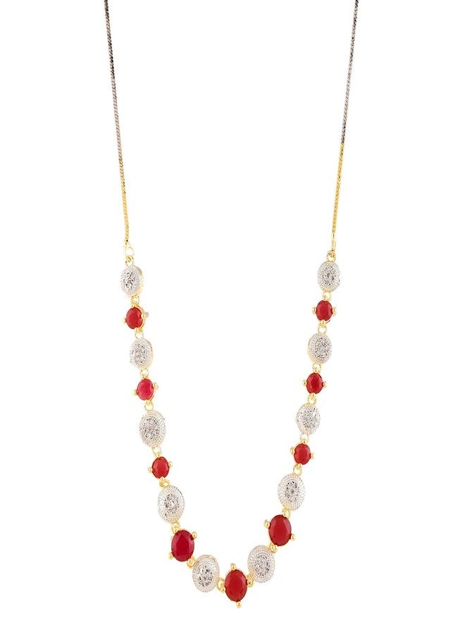 KENNICE Gold-Plated American Diamond Necklace with Earrings, Bracelet and Ring Jewellery Set For Girls and Women - Image 4