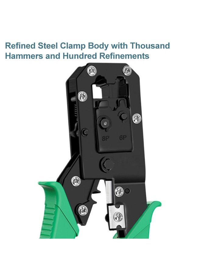 8P8C Handle Networking Crimper Pliers Tool(Green)