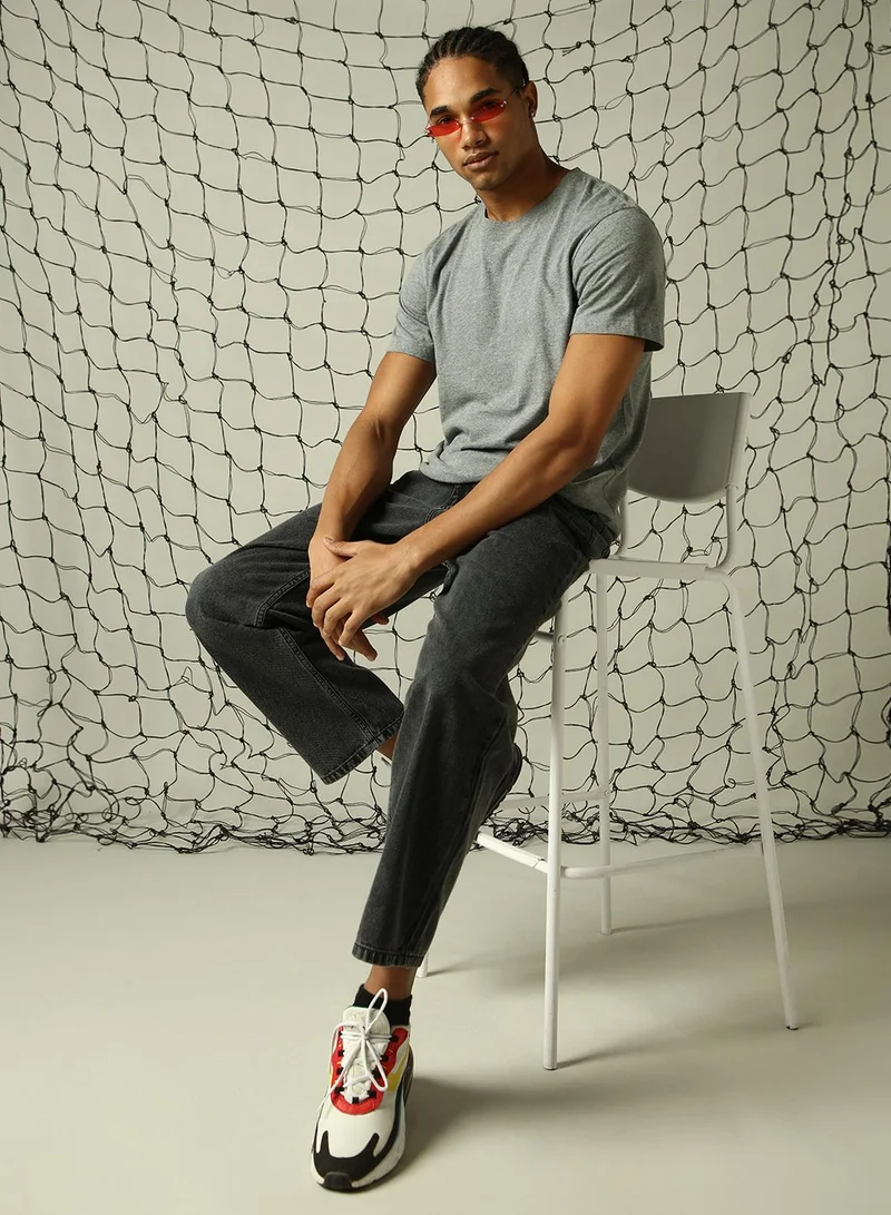 هوبرهولمي جينز رجالي أسود قطن % بتصميم ممزق وطول كامل بقصة واسعة