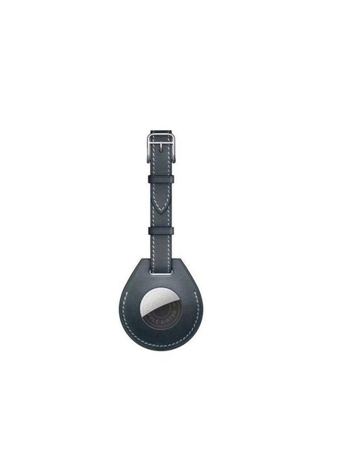 Suitable For Apple AirTag Protective Case Cowhide Protective Case Leather Keychain Anti-loss Hook All-inclusive Protective Case-Color:C Section Black-Applicable Model:airtag Protective Sleeve