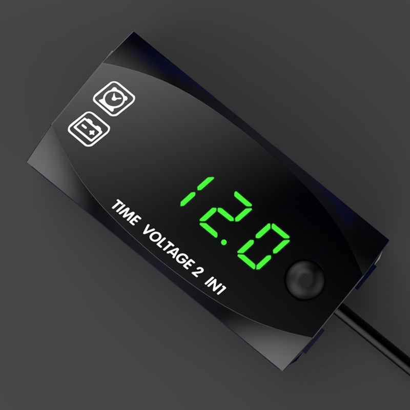 Motorycycle DC 6V-30V 2 In 1 Digital Time Clock Voltage voltmeter IP67 Waterproof Tester Battery Moniter Gauge for Car Boat Marine - Image 4