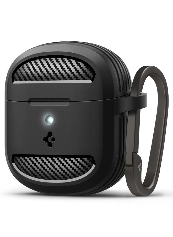 Spigen Rugged Armor for Google Pixel Buds 2a Case Cover (2025) with Carabiner Keychain and Carbon Fiber Accents - Matte Black - Image 1