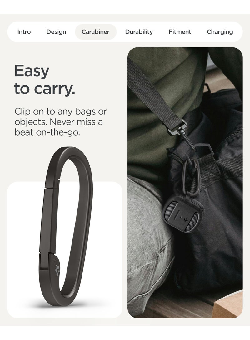 Spigen Rugged Armor for Google Pixel Buds 2a Case Cover (2025) with Carabiner Keychain and Carbon Fiber Accents - Matte Black - Image 5