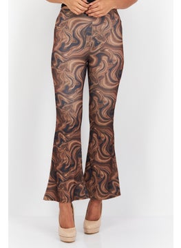 Women Petite Marble Print Pull-On Flare Leg Pants, Brown Combo - pzsku/ZCC69E559817A8BF4E589Z/45/_/1727187849/30395dd8-69dc-40e2-9db7-0ecbb2b21d3e