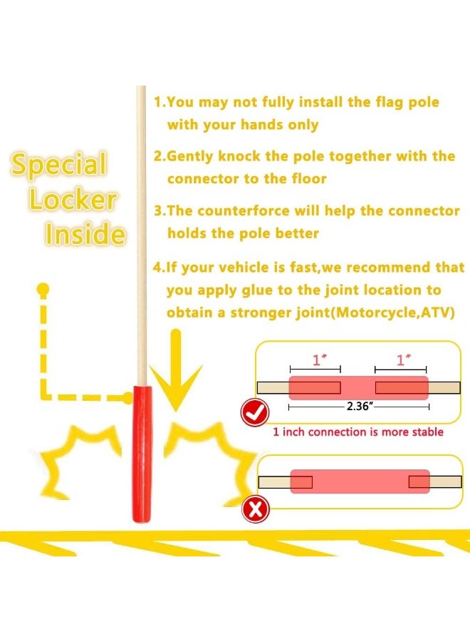 Bike Safety Flag with Reflective Stripe Six Foot Heavy Duty Fiberglass Pole Polyester Full Color Tear-Resistant Waterproof Orange Flag - Image 5