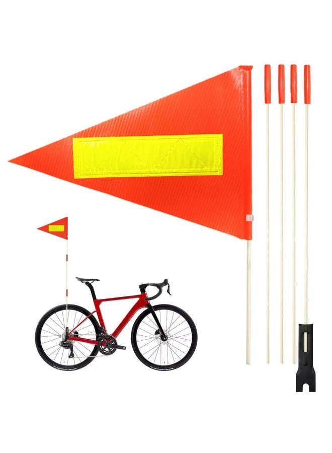 Bike Safety Flag with Reflective Stripe Six Foot Heavy Duty Fiberglass Pole Polyester Full Color Tear-Resistant Waterproof Orange Flag - Image 1