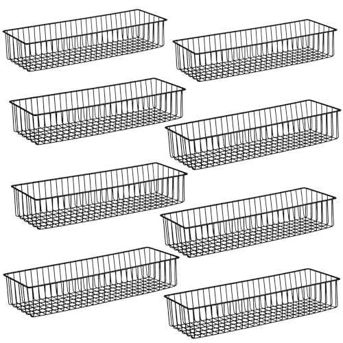Wetheny Farmhouse Décor Metal Wire Organizer Storage Basket Bin(8 Pack)-Toilet Paper Storage-Organization and Storage for Bedroom, Bathroom, Kitchen Cabinets, Pantry, Laundry Room, Garage (Black) - Image 1