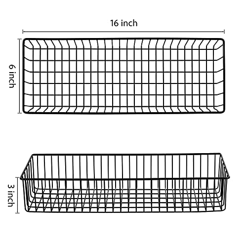 Wetheny Farmhouse Décor Metal Wire Organizer Storage Basket Bin(8 Pack)-Toilet Paper Storage-Organization and Storage for Bedroom, Bathroom, Kitchen Cabinets, Pantry, Laundry Room, Garage (Black) - Image 4