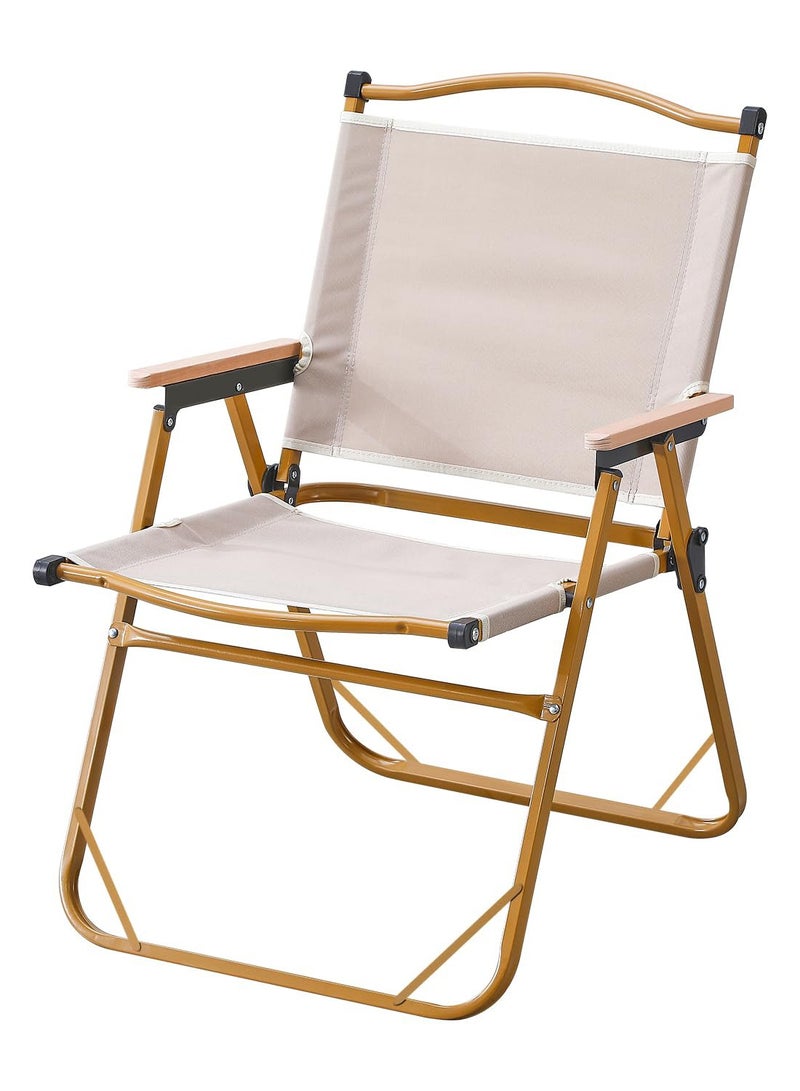 تشولوفز كرسي قابل للطي للسفر والتخييم، كرسي شاطئ خشبي محمول - كرسي بذراعين قابل للطي من خشب الزان للنزهات الخارجية للتخييم والسفر والفعاليات الخارجية (كاكي) - Image 1