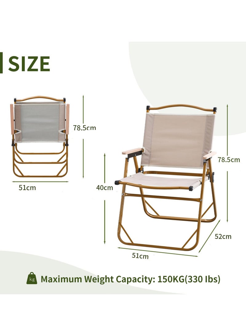 تشولوفز كرسي قابل للطي للسفر والتخييم، كرسي شاطئ خشبي محمول - كرسي بذراعين قابل للطي من خشب الزان للنزهات الخارجية للتخييم والسفر والفعاليات الخارجية (كاكي) - Image 3