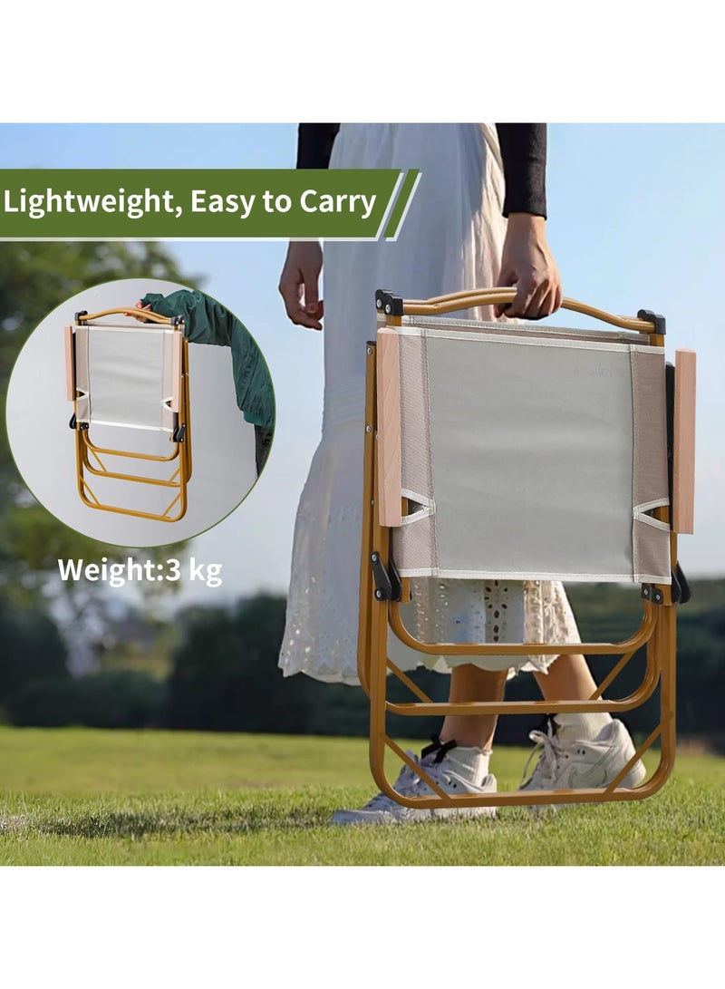 تشولوفز كرسي قابل للطي للسفر والتخييم، كرسي شاطئ خشبي محمول - كرسي بذراعين قابل للطي من خشب الزان للنزهات الخارجية للتخييم والسفر والفعاليات الخارجية (كاكي) - Image 5